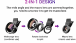 2-in-1 kleine clip-on afneembare HD-lens voor mobiele telefoons en digitale camera's